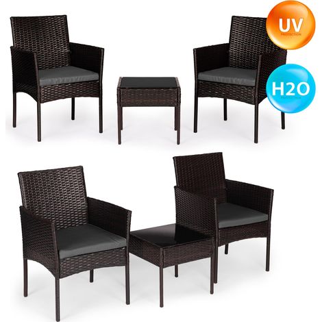 Technorattan Garden Furniture Set, 2 Chairs & Table, Brown