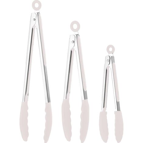 Szczypce kuchenne, Odporne na ciepło szczypce kuchenne, Szczypce do grilla, Weiß Tongs de cuisine résistantes à la chaleur, pour barbecue, blanches (1/5)