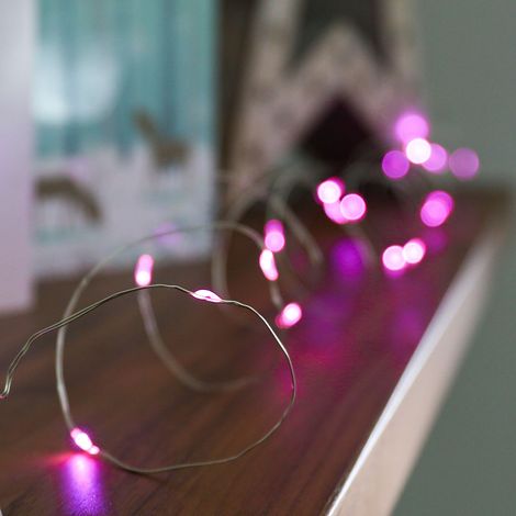2m Battery Power Firefly LED Wire Fairy String Lights Pink Outdoor Garden Decoration (1/4)