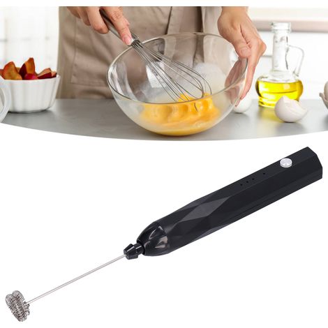 [Espumador de leche recargable por USB] [Tres velocidades] [Profesional y silencioso] [Materiales: ABS y acero inoxidable] [Para café, crema y huevos] [Batería de 1200 mAh] [Incluye 2 varillas batidor (1/5)