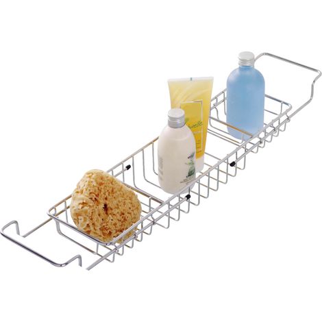 Pont de baignoire télescopique en acier inoxydable 58-92 cm – Rangement extensible pour shampoing et gel douche – Design antirouille – Self Confort (1/6)
