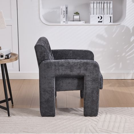 poltrona soggiorno 67,5 cm comfort chenille grigia OKMYHOME (1/5)