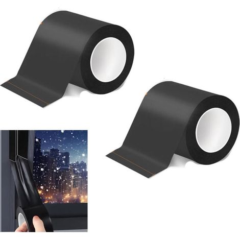 Ruban d'étanchéité multi-usages - pour coller et sceller les portes et fenêtres pour éviter les courants d'air et le froid, noir, 5 cm 10 m. (1/4)