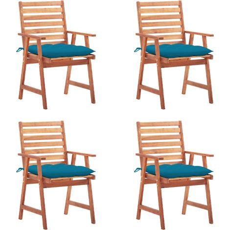 Garten-Essstühle 4 Stk. mit Kissen Massivholz Akazie