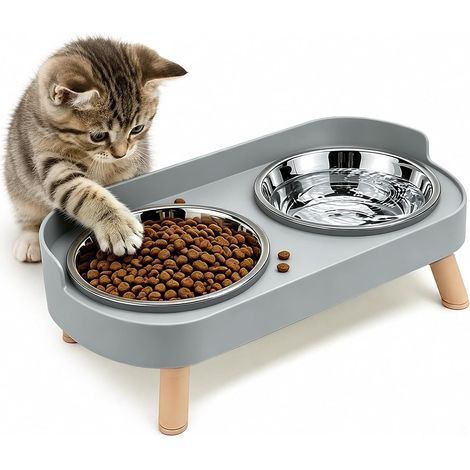 Stainless Steel Raised Cat Bowls with Stand (1/5)