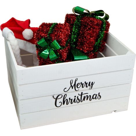 Obstkiste weiss Merry Christmas (1/5)