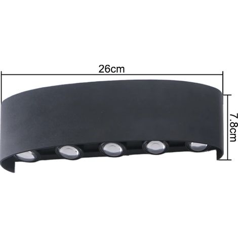Applique murale LED (3000K - 10W) ​​extérieure étanche IP65, éclairage lumineux vers le haut et vers le bas, pour intérieur, escalier, jardin, etc., en plastique, AC110-220V (1/5)