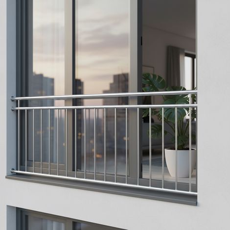 Mucola – Balustrade de balcon en acier inoxydable 184 cm – Résistance aux intempéries – Design français – Protection antichute fiable