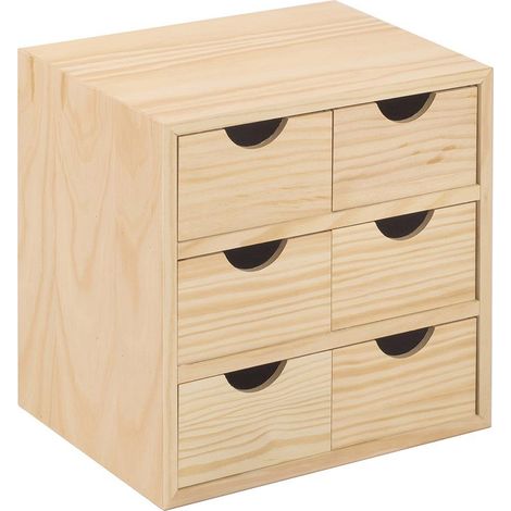 CASSETTIERA 6 CASSETTI 28x20x28 IN LEGNO DI PINO NATURALE LINEA NATURALE