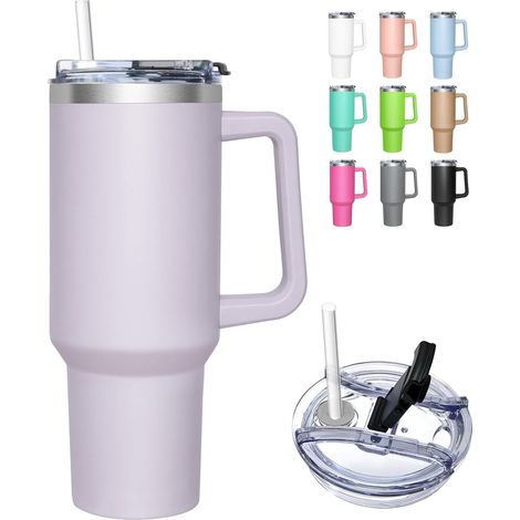 Gobelet Isotherme - 1180ML - Acier Inoxydable - Couvercle 2-en-1 avec Paille - Pour Voyage et Bureau (1/5)