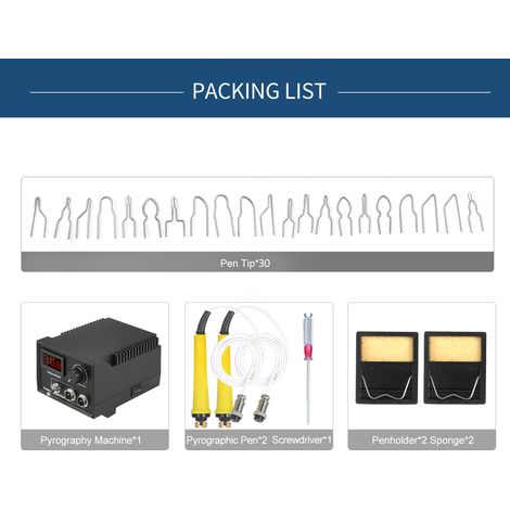 60W 30PCS Kit d'outils de combustion du bois pour poêle à bois réglable 0 ℃ -800 ℃ Affichage numérique Ensemble de stylo de pyrogravure à bois Fer à souder électrique avec 2 stylos + 21 porte-stylos (1/5)