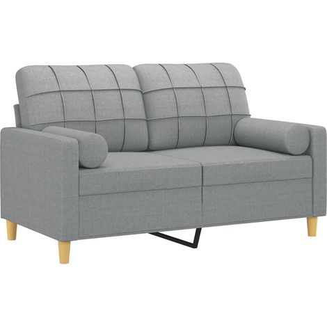 vidaXL Canapé 2 places avec oreillers gris clair 120 cm tissu (1/5)