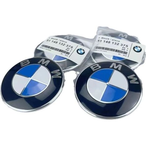 Lot de 2 emblèmes de capot et de coffre BMW de rechange 82 mm + 74 mm pour toutes les BMW E30 E36 E46 E34 E39 E60 E65 E38 X3 X5 X6 3 4 5 6 7 8 (82 mm + 74 mm) tous les modèles.