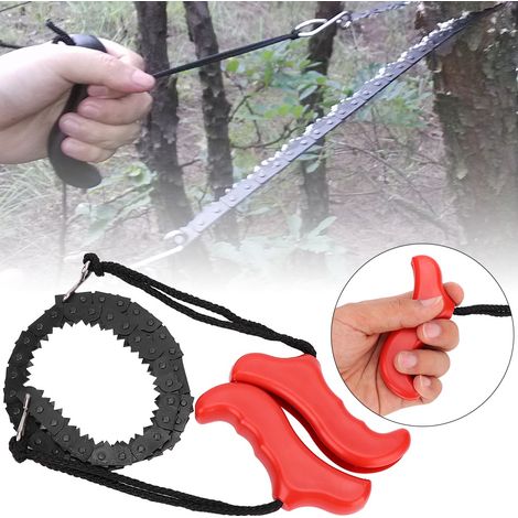 Scie à chaîne de poche de survie en extérieur, idéale pour le camping, la randonnée et la chasse. (1/5)
