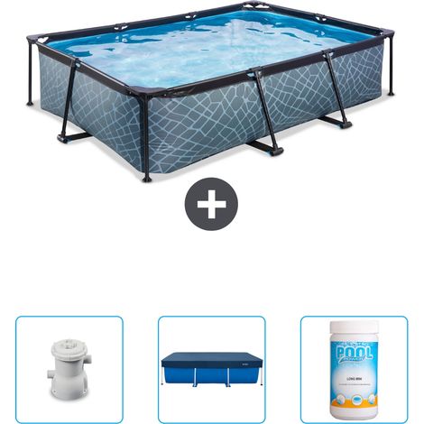 Exit Pool Rechteckig - Steinoptik - 300x200x65 cm - 4-teilig SCB75 (1/4)