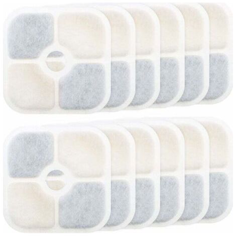 12pcs Filtres de Fontaine pour Animaux de Compagnie Remplacement Compatible avec Catit PIXI 43717 Fontaine à Eau pour Chat Filtres de Distributeur d'eau Accessoires, 8.4x8.4cm