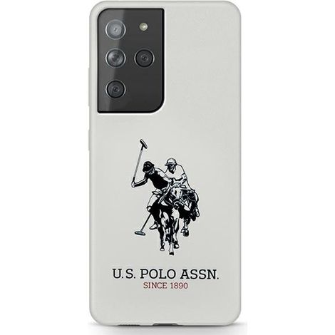 Coque en silicone blanche avec logo US Polo pour Samsung Galaxy S21 Ultra