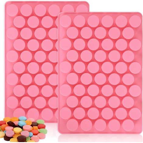 Silikon-Süßigkeitenformen mit 55 zylindrischen Mulden – 2 Mini-Rundformen für zuckerfreie Schokolade, Fruchtbonbons, Gummibärchen, Ganache, Eiswürfel (1/5)