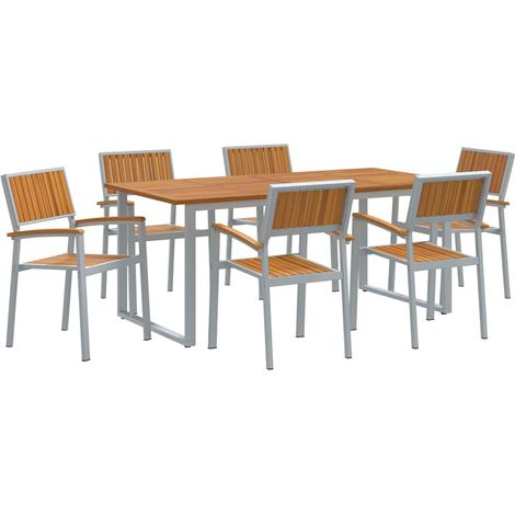 Maison Exclusive - Garten Essgruppe 7 pcs Grau Massivholz Akazie