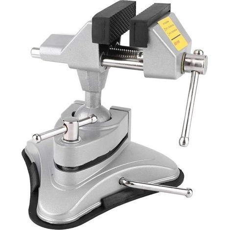 Banco de trabajo Crezuo con mesa giratoria para fresado, tornillo de banco portátil de aleación de aluminio con rotación de 360 grados para carpintería y perforación.-Crezuo