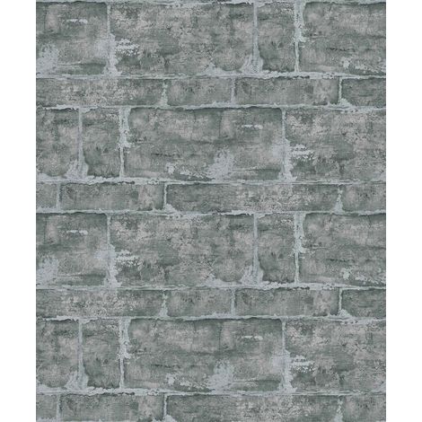 Papier peint imitation pierre gris foncé Tapisserie imitation pierre style industriel Papier peint brique industriel pour chambre & salon (1/5)