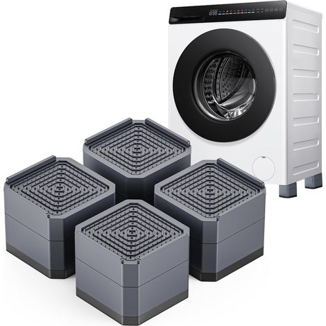 4 Patins Anti-Vibrations Machine à Laver, Socles pour Meubles \u2013 Rehausses pour Lave-Linge, lèche-Linge, réfrigérateurs, lit, canapé, Meuble TV (2 Couches 7,2 cm, Gris) (1/5)