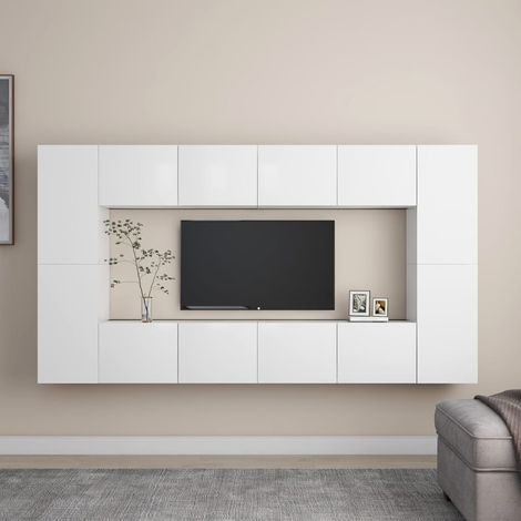 8 Piece TV Cabinet Set White Engineered Wood vidaXL (1/5)