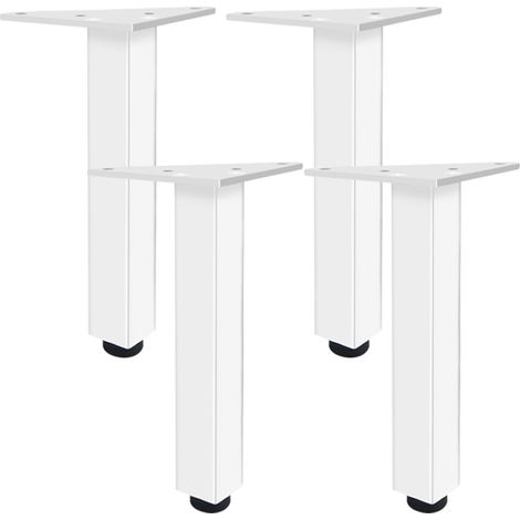 Blanc, Lot de 4 Pieds de Meubles Pied de Table Ronds Réglable, Aluminum Alloy 6-40cm Socles Pieds Meuble Cuisine TV Commode Pieds pour Meuble de Salle de Bain Vis Inclus-15cm/6 (1/5)