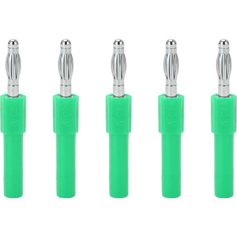 Lot de 5 adaptateurs prise banane 4mm vert, forte connectivité et bonne conductivité, conversion 4mm vers 2mm (1/5)