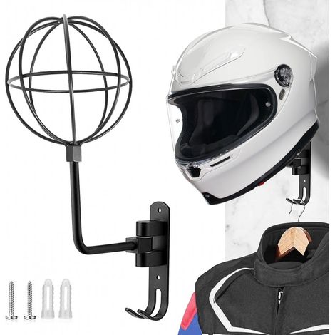 Filiyano-Porte-casque mural pour moto et vélo, avec crochet pour gilet tactique, noir (1/5)