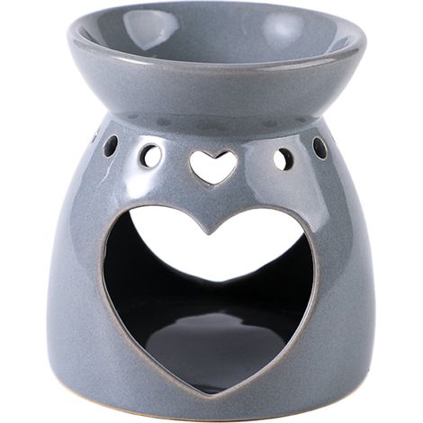 Brûleur À Huile Essentielle En Céramique - Pour Lampe À Encens Intérieure - 10 x 10 x 11 cm - Blanc Gris Café Foncé - 1 Pièce (1/3)