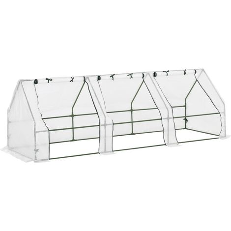 Foliengewächshaus aus Stahl mit 3 aufrollbaren Fenstern, 270 x 90 x 90 cm, weiß (1/3)