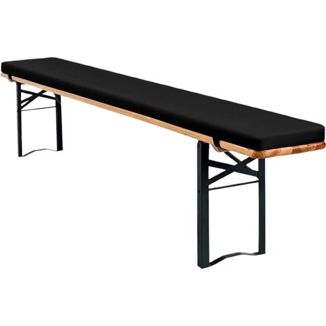Coussins pour bancs de Jardin, Coussins pour balançoire antidérapants, Tapis de Tabouret de Jardin en Coton et imperméables, avec Boucle 220 x 25 x 3 cm (Noir, 1 pièce) (1/5)