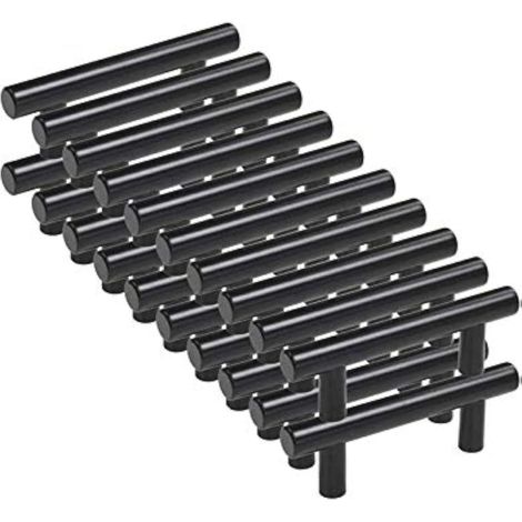 20pcs Poignee Meuble noir Poignée de Meuble Cuisine noir T Poignées Placard Tiroir Noir Entraxe 96mm (1/5)
