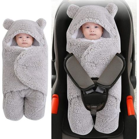 Couverture à capuche pour nouveau-né - Marque - Modèle - Polaire chaude - Jambes en tricot (1/4)