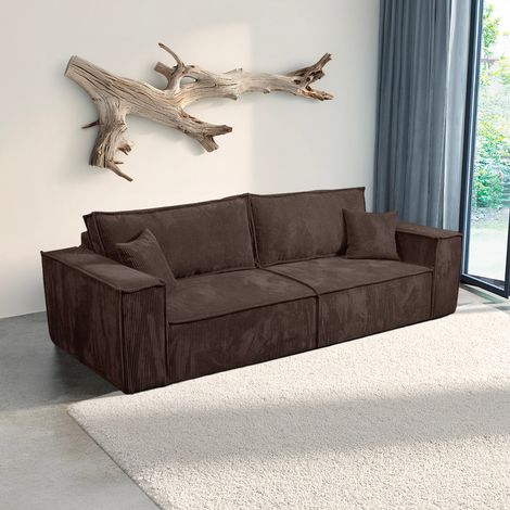 4-Sitzer Schlafsofa mit Bettkasten Isaac Cord Braun (1/5)