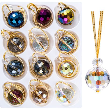 12 palline di Natale da 22 mm, decorazioni per l'albero di Natale, sfere di cristallo, acchiappasole, pendenti, palline prismatiche arcobaleno (1/5)