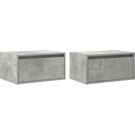 vidaXL Tables de chevet murales avec lumières LED 2 pcs gris béton (1/5)