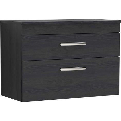 Nuie Athena Wall Hung 2-Drawer Vanity Unit and Worktop 800mm Wide - Charcoal Black (1/5)