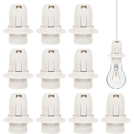 Soavoa Douille E14 10 Pcs Plastique Blanc 250V Résistant Chaleur pour Lampe Suspension Lustre Table Cuisine Bureau Jardin (1/4)