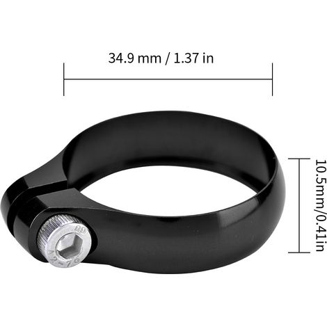 Collier de serrage de tige de selle ultraléger en alliage d'aluminium 34,9 mm pour VTT et vélo de route (noir) (1/5)