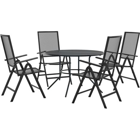 Maison Exclusive - Gartenstuhl-Set 5-tlg. Verstellbar Pulverbesch