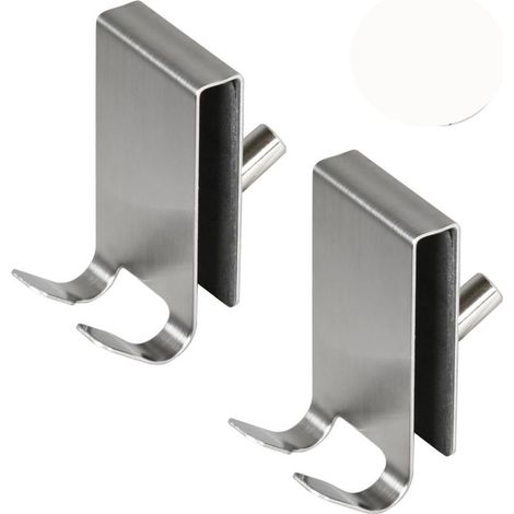 Handtuchhalter für Duschtüren – Gebürsteter Edelstahl – Bohrfreie Montage für 5–10 mm dickes Glas – 2er-Pack (1/5)