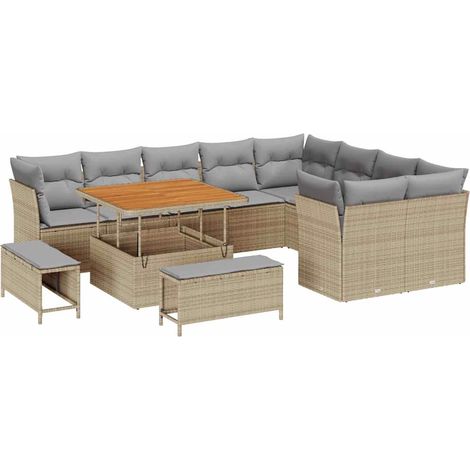Maison Exclusive - Set Divano da Giardino 12 pcs Beige polyrattan