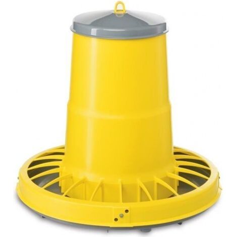 Mangeoire trémie cylindrique volailles plastique jaune 17kg (1/2)