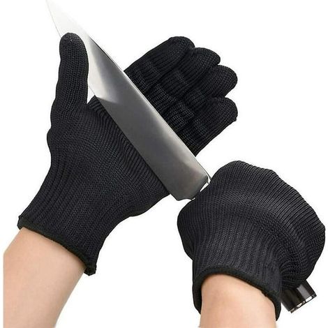 Gants de protection anti-coupure en Kevlar et acier inoxydable, noirs, résistants aux lames, usage professionnel
