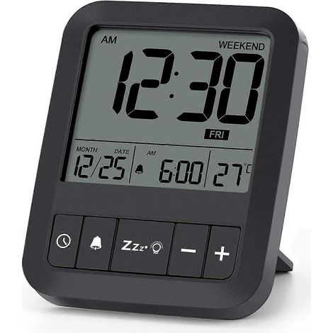 Mini réveil numérique, réveil de voyage avec fonction snooze, rétroéclairage et température. (1/2)