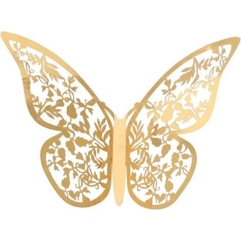Stickers muraux - FYDUN - Papillon - 12 pièces - Texture en métal - Décoration intérieure (1/4)