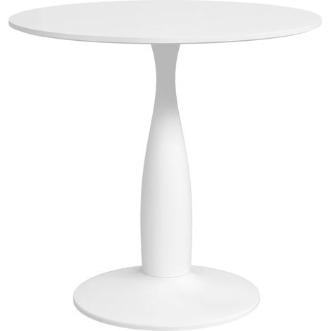 Round Dining Table, Modern Dining Room Table with Steel Base, Non-slip Foot Pad, Space Saving Small Dining Table (1/5)