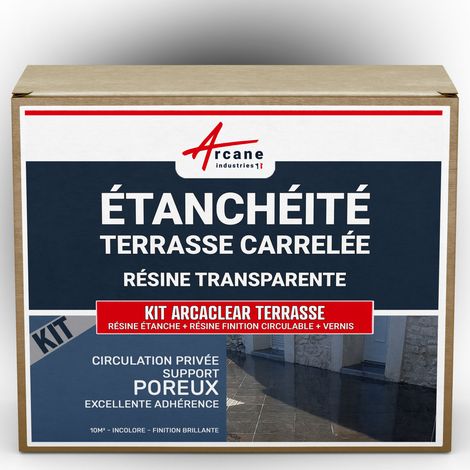 Étanchéité transparente, terrasse, carrelée, résine, produit translucide, carrelage, balcon - 10 m², circulation privée, support poreux Finition Brillante - ARCANE INDUSTRIES (1/5)